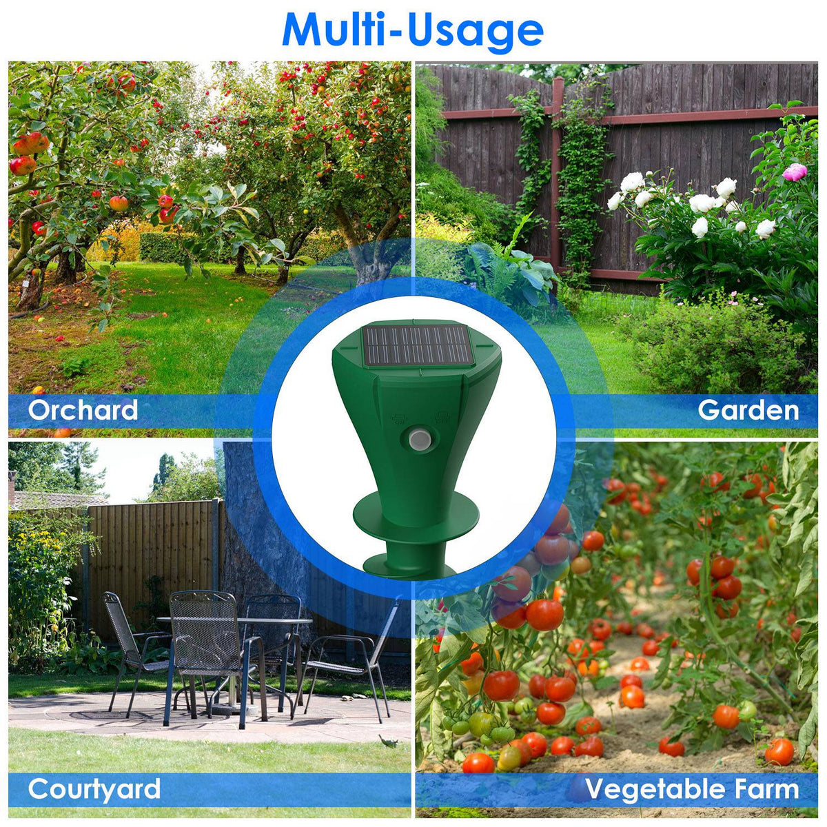 Mole Repellent Stakes Solar-Powered Vibrating Waterproof