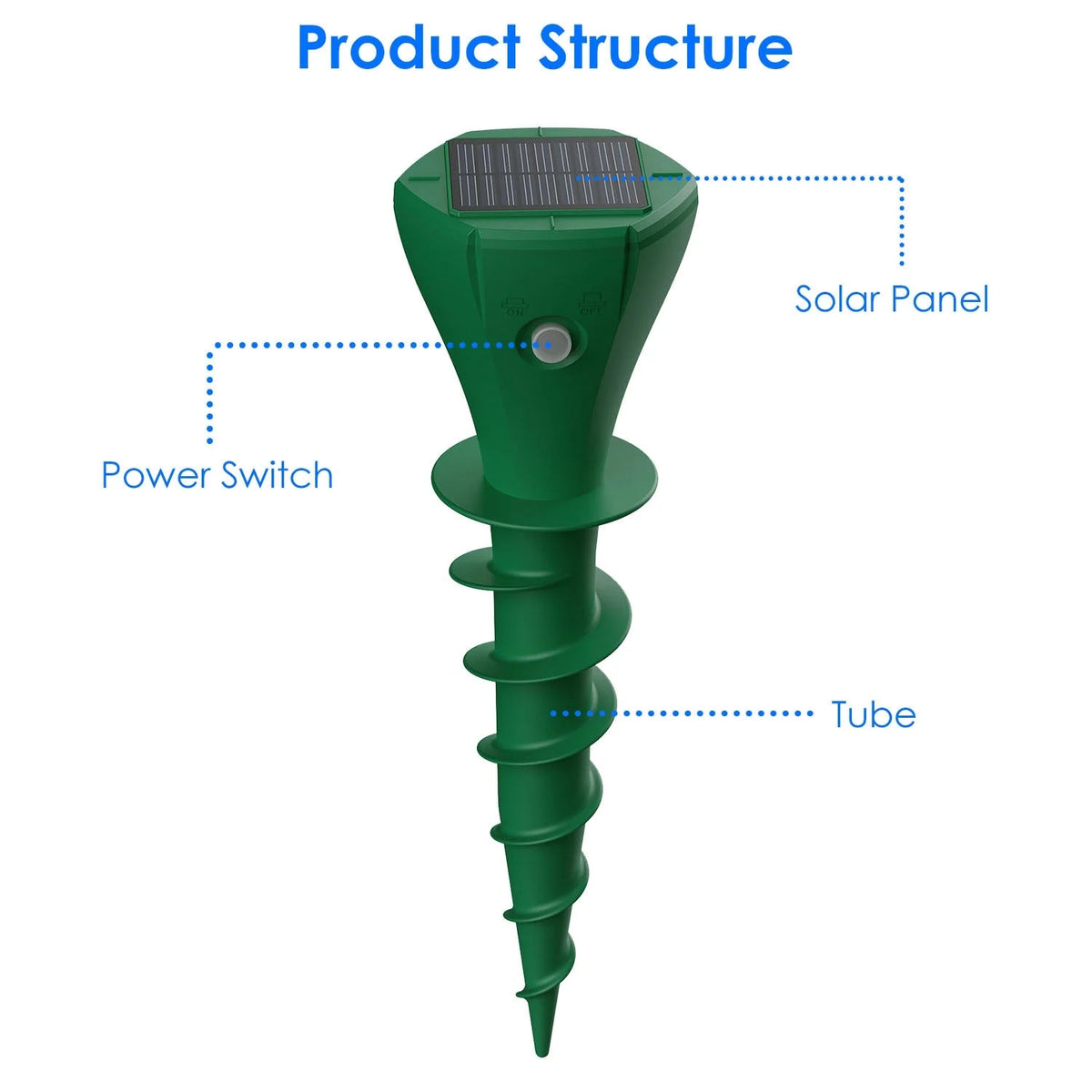 Mole Repellent Stakes Solar-Powered Vibrating Waterproof