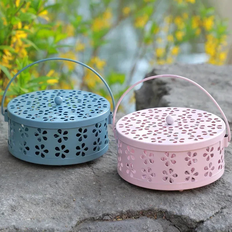 Mosquito Coil Holder Iron Portable Handle Tray