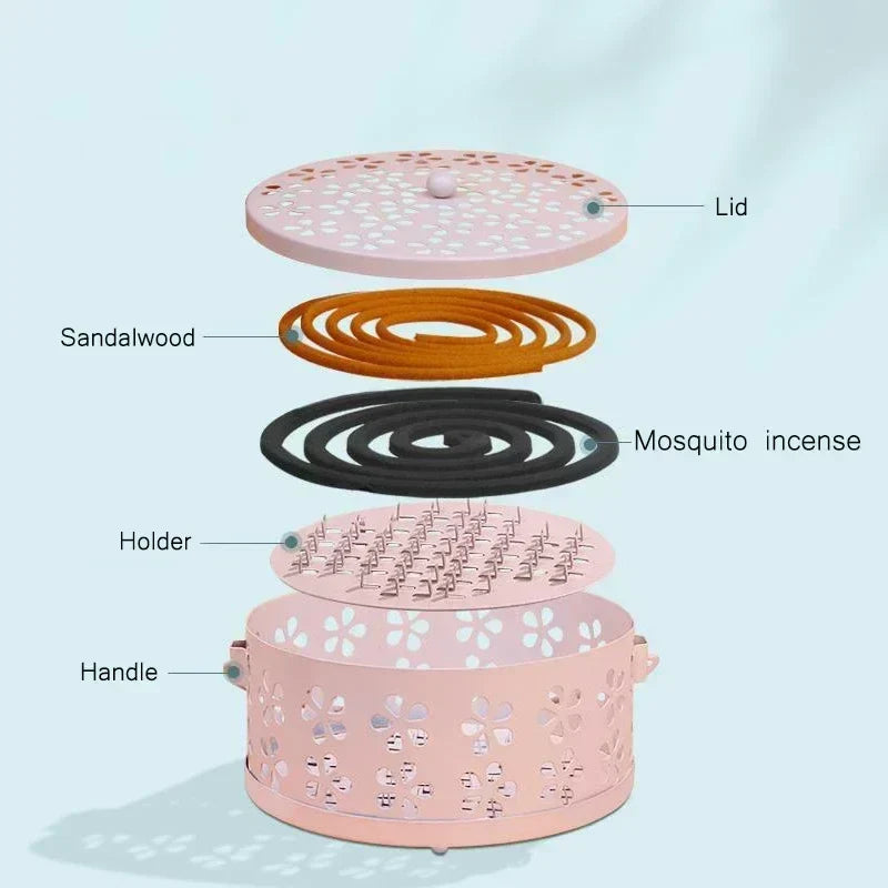 Mosquito Coil Holder Iron Portable Handle Tray