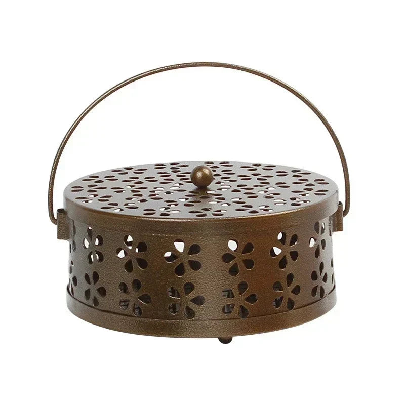 Mosquito Coil Holder Iron Portable Handle Tray