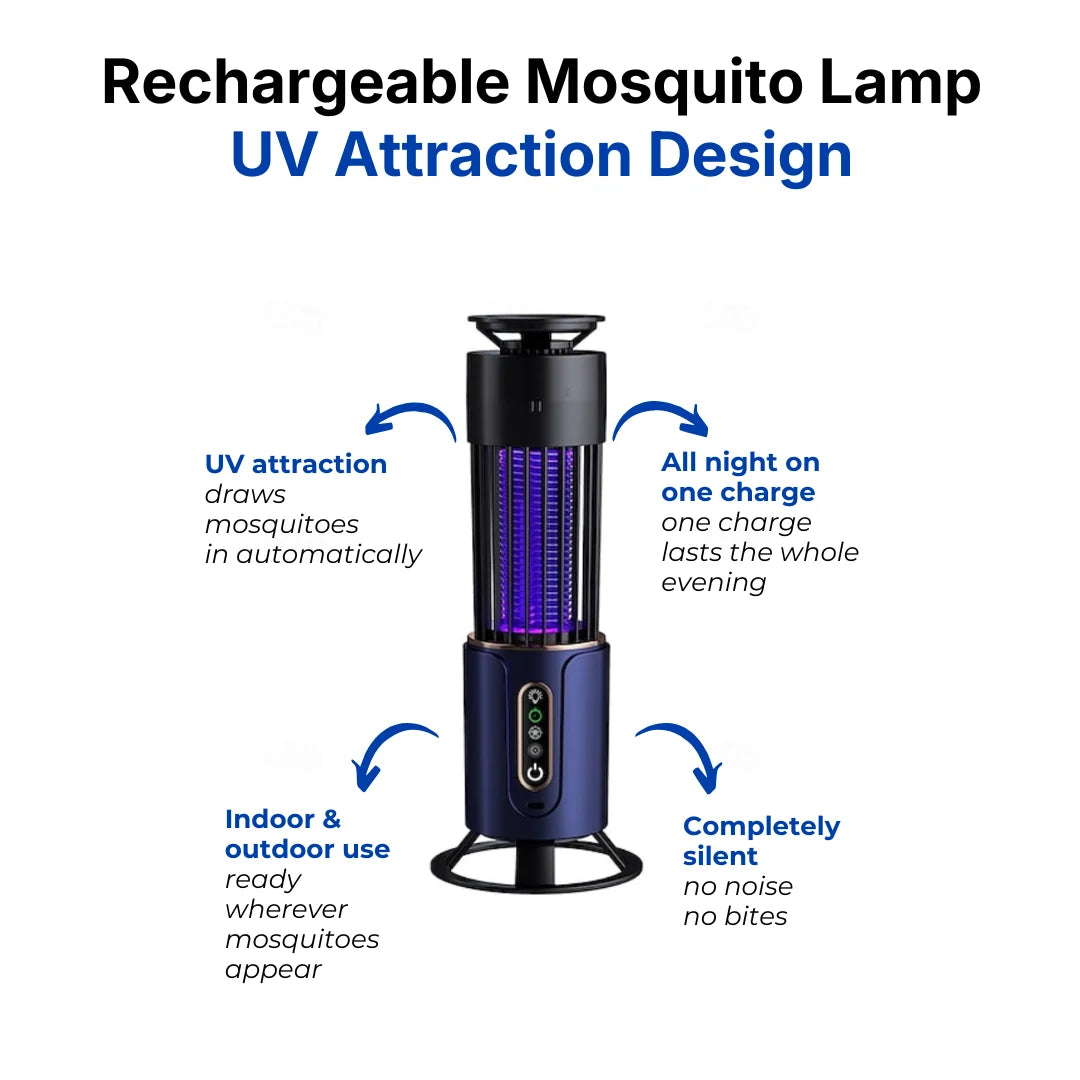 Mosquito Trap Lamp UV LED Rechargeable Cordless Silent Operation
