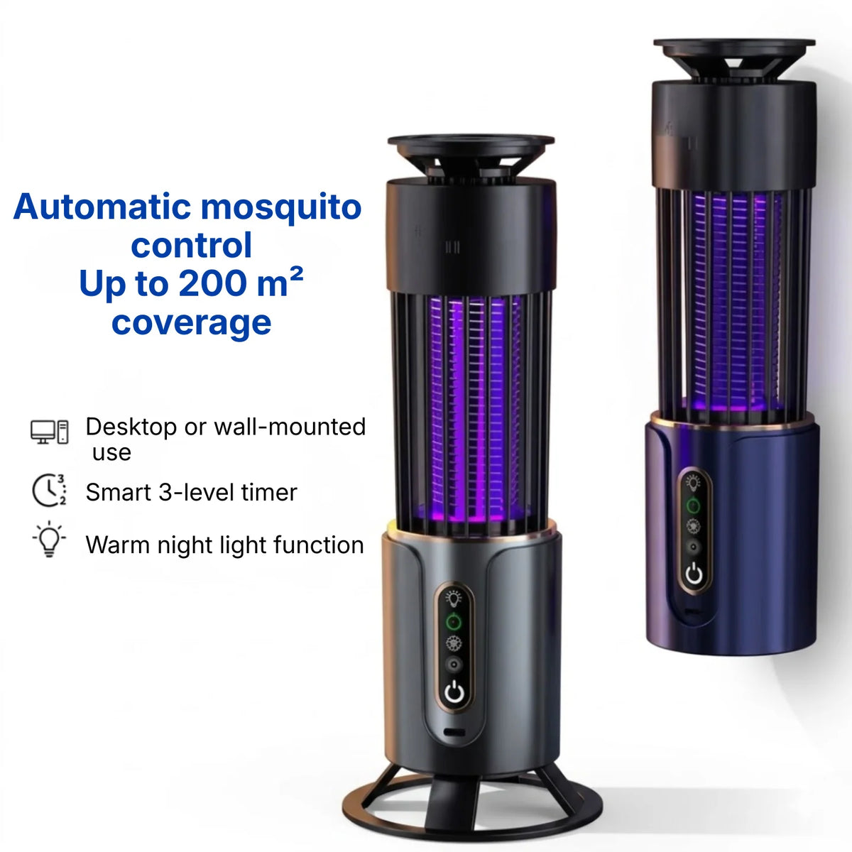 Mosquito Trap Lamp UV LED Rechargeable Cordless Silent Operation