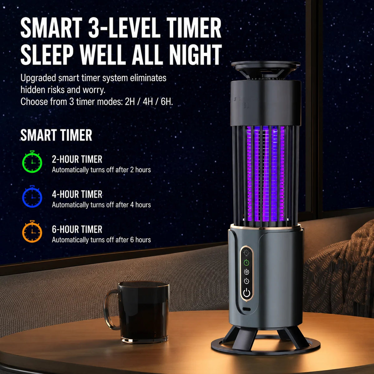 Mosquito Trap Lamp UV LED Rechargeable Cordless Silent Operation