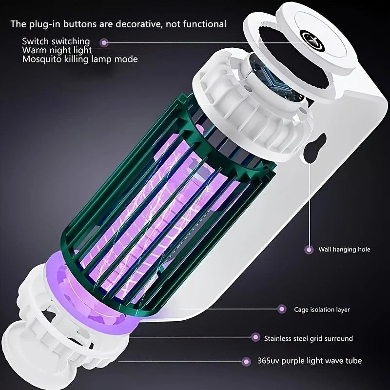 Mosquito Trap Lamp UV Light Rechargeable or Plug-In Power