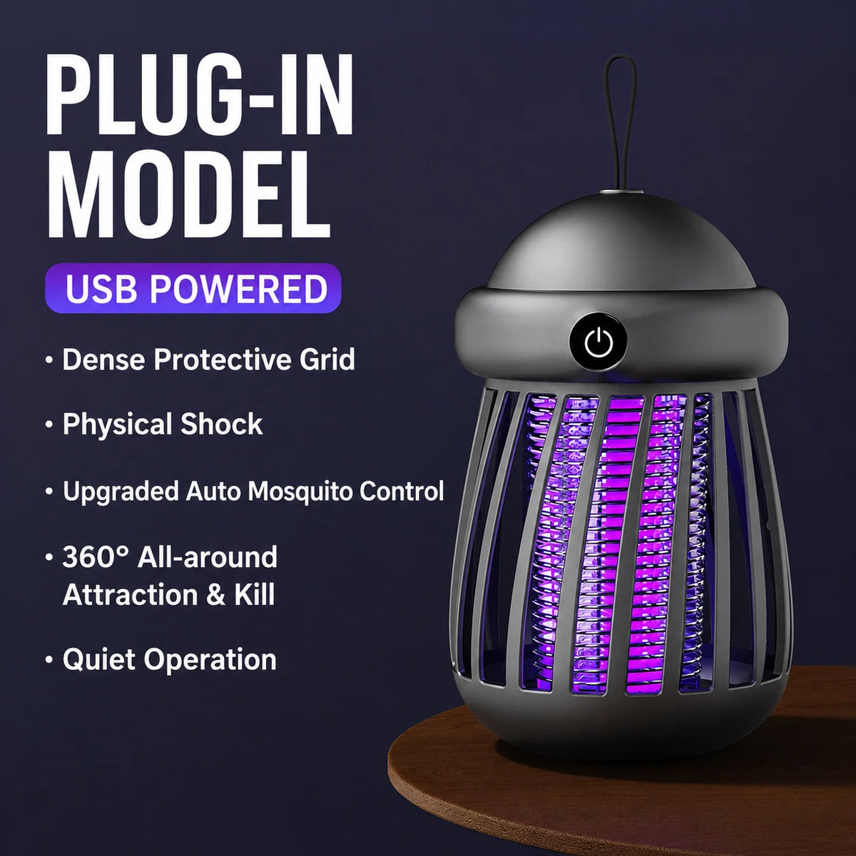 Mosquito Zapper Lamp UV Electric Grid Rechargeable USB Powered