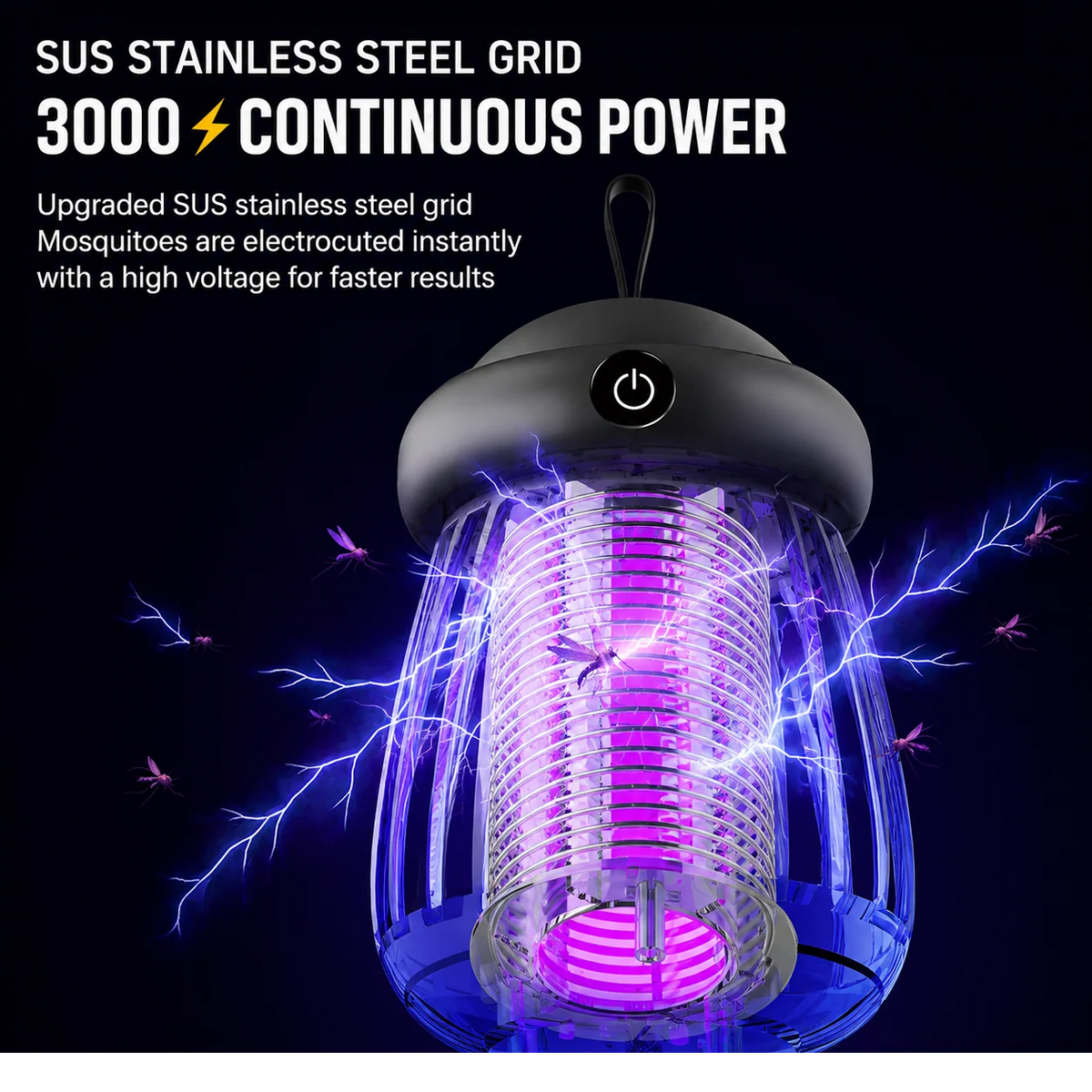 Mosquito Zapper Lamp UV Electric Grid Rechargeable USB Powered