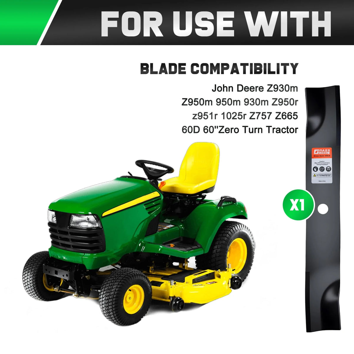 Mower Blades High-Lift Set of 3 Fits 60-Inch Mowers