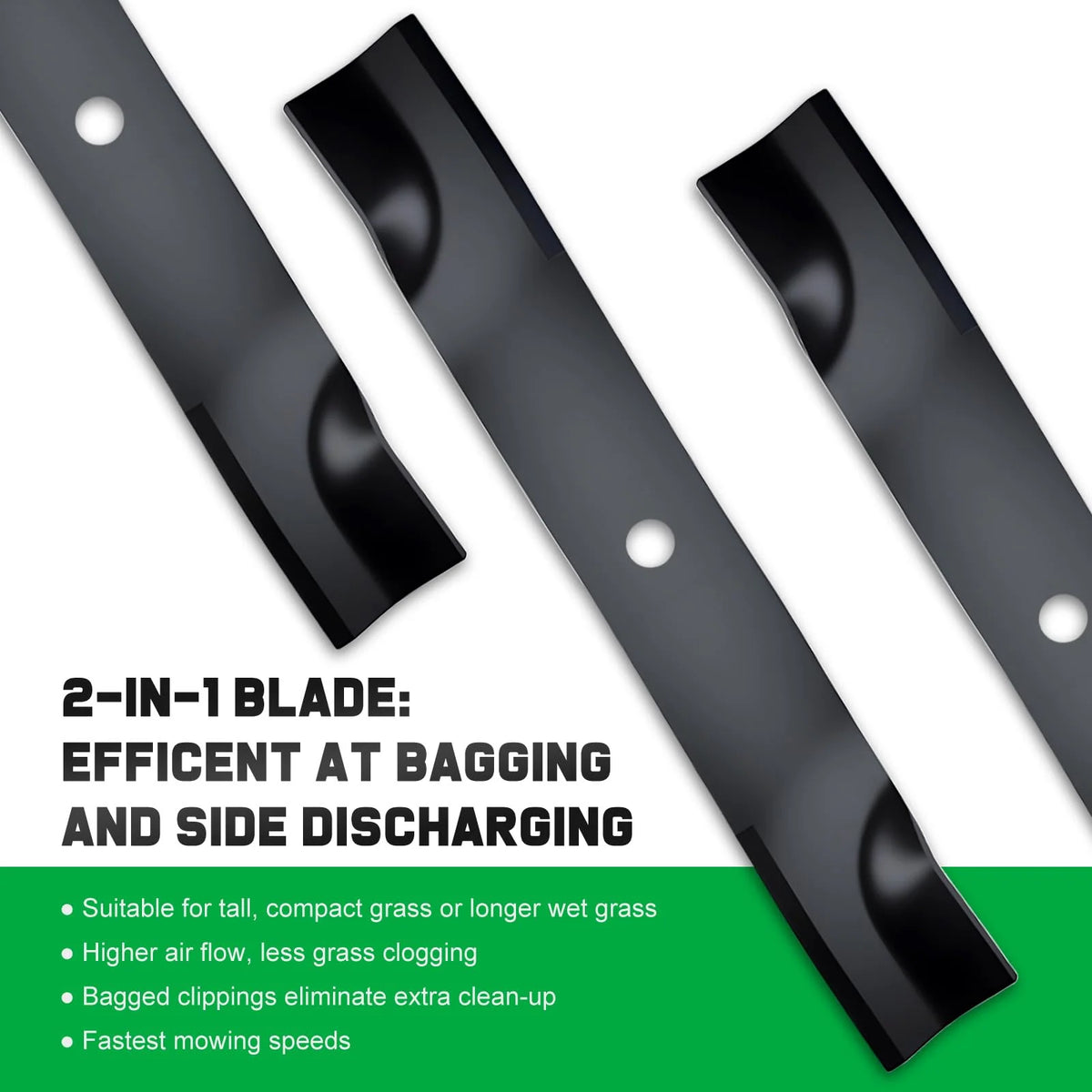 Mower Blades High-Lift Set of 3 Fits 60-Inch Mowers