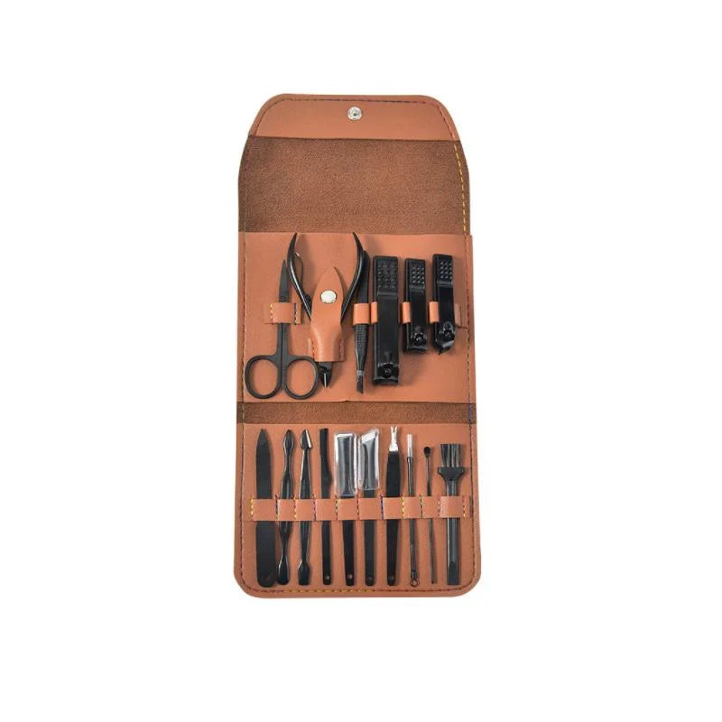 Nail Care Set Stainless Steel 16-Piece Travel Case