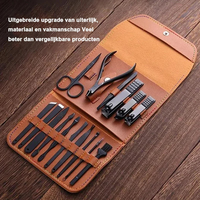 Nail Care Set Stainless Steel 16-Piece Travel Case