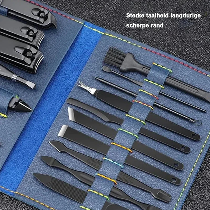 Nail Care Set Stainless Steel 16-Piece Travel Case