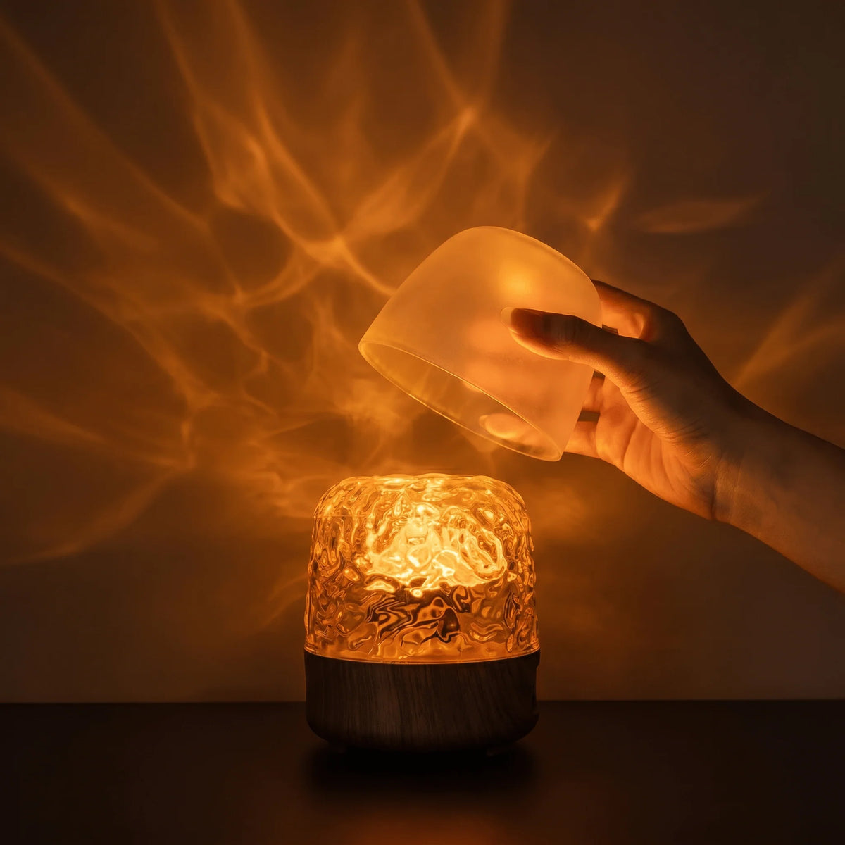 Night Light Moving Ambient Glow Wood Finish