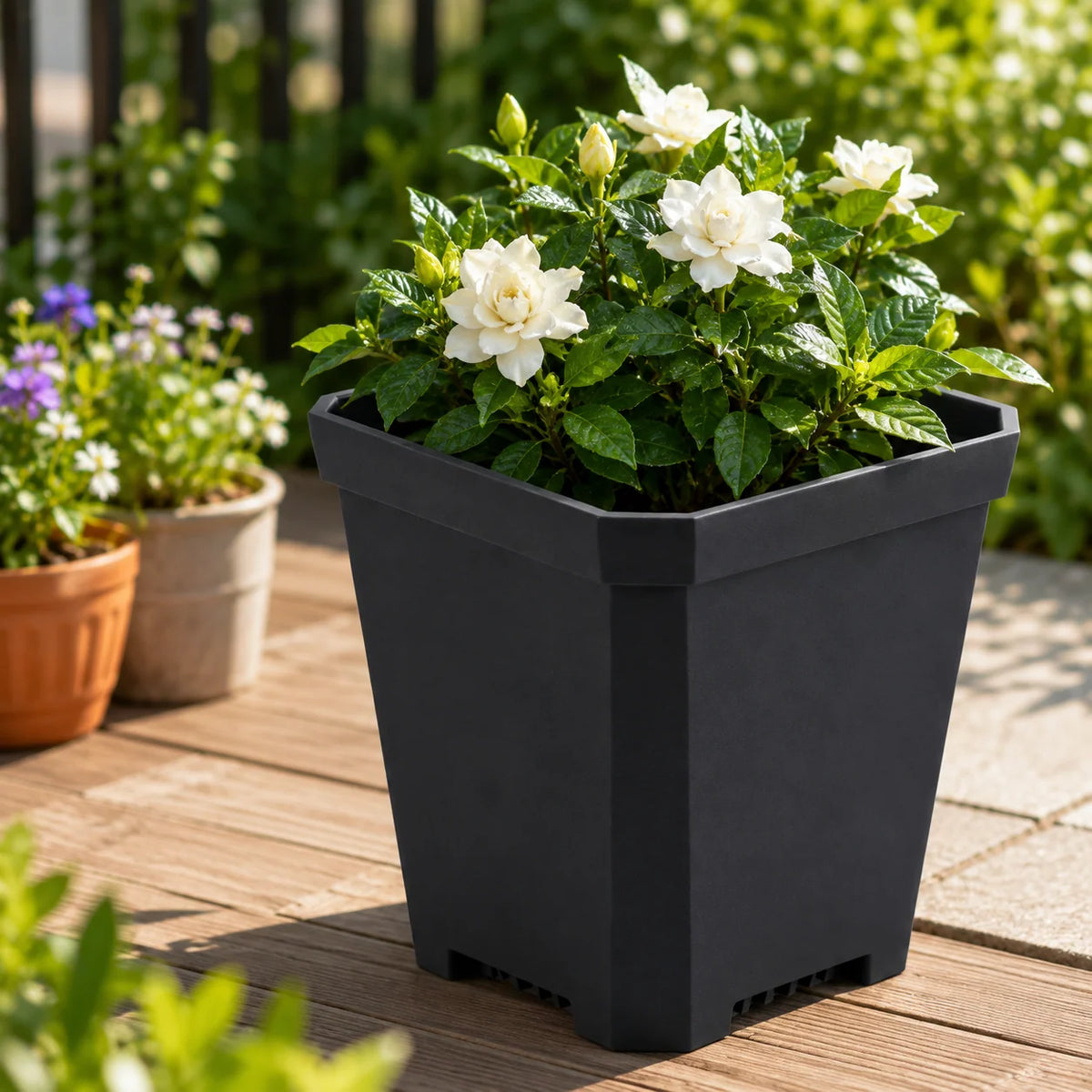 Nursery Pots Square Drainage Holes Set of 10
