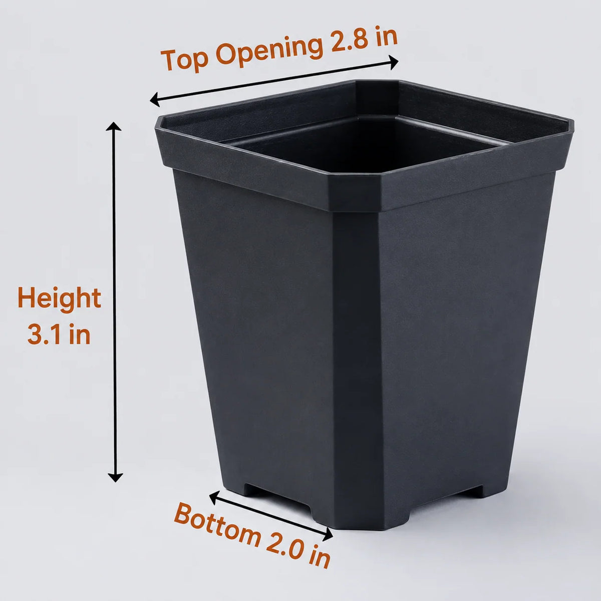 Nursery Pots Square Drainage Holes Set of 10