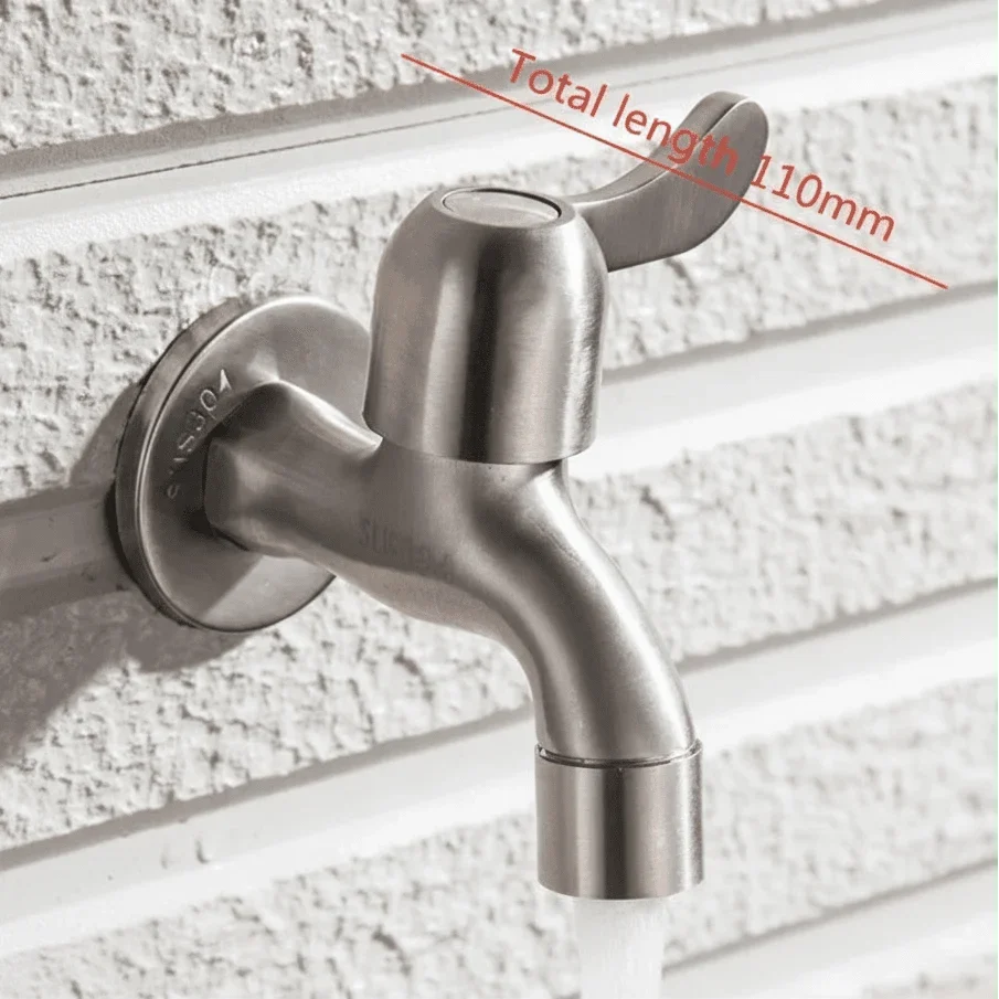 Outdoor Faucet 304 Stainless Steel Wall-Mounted Rust-Resistant