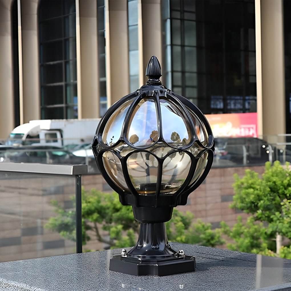 Outdoor Pillar Light Glass Globe IP65 E27 Socket