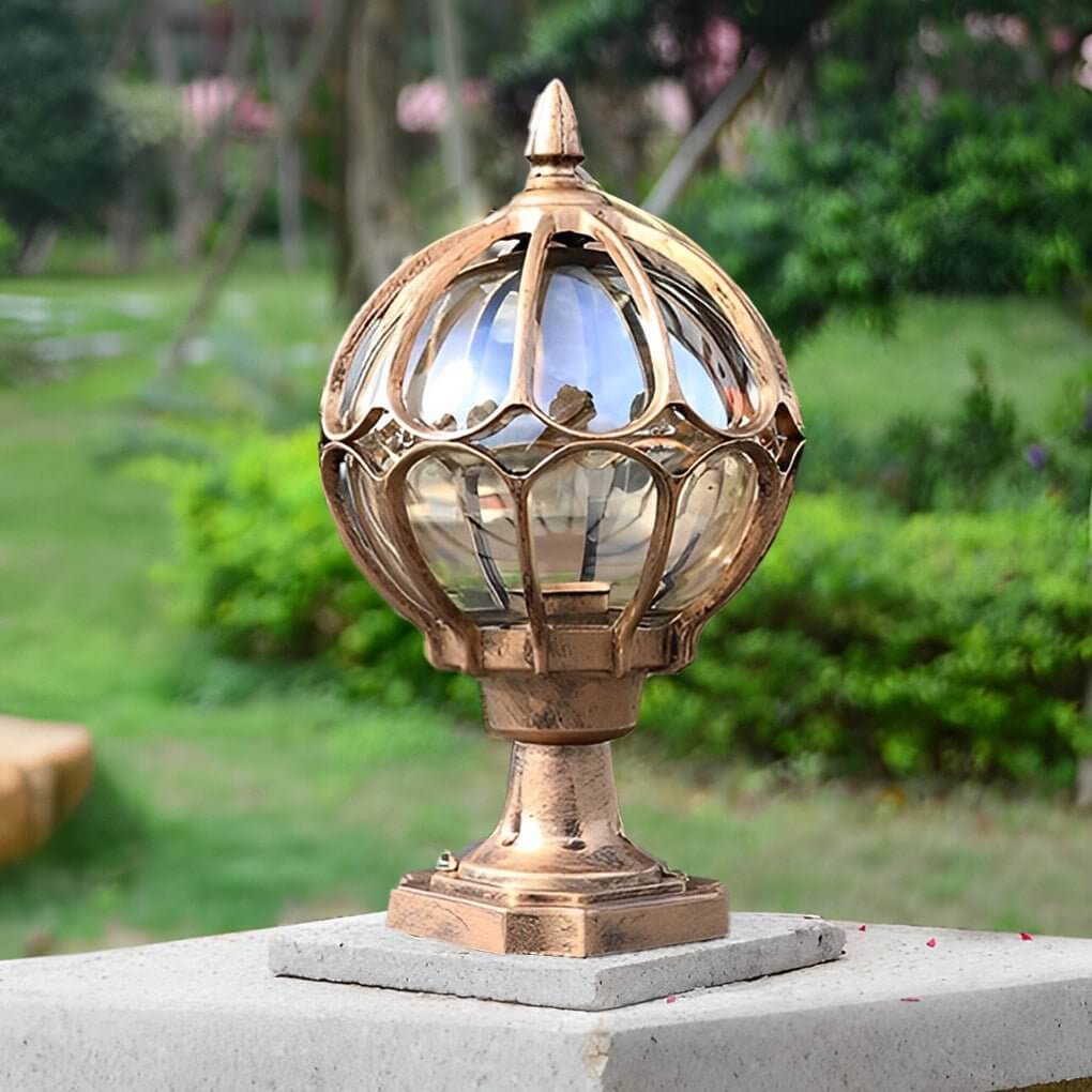 Outdoor Pillar Light Glass Globe IP65 E27 Socket