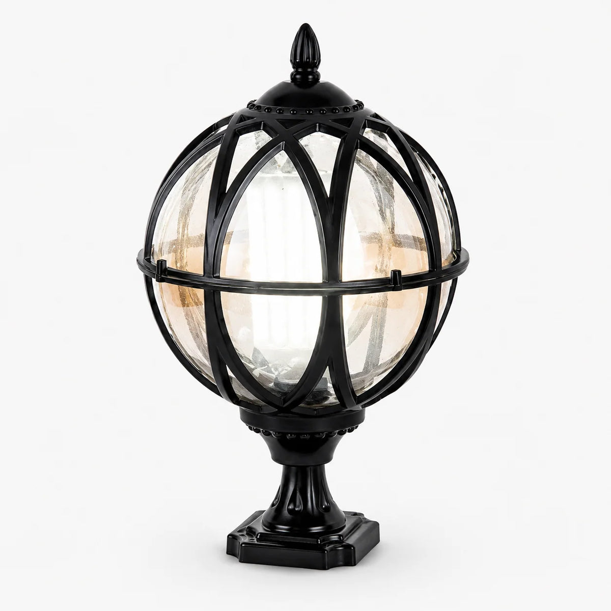 Outdoor Pillar Light Glass Globe IP65 E27 Socket