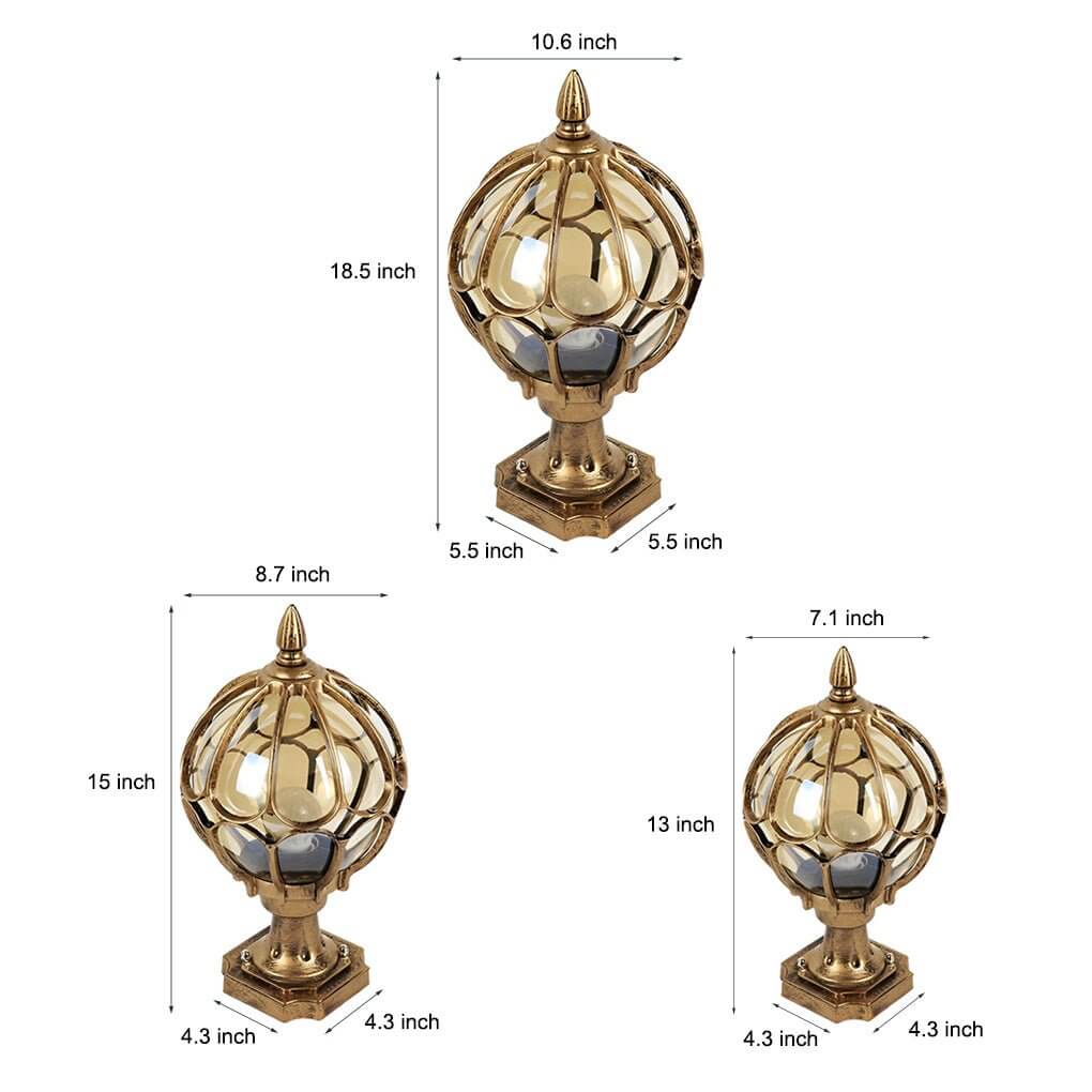 Outdoor Pillar Light Glass Globe IP65 E27 Socket