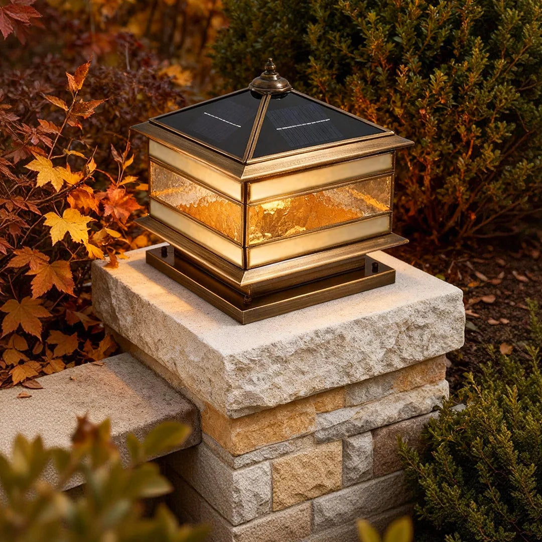 Outdoor Post Light Solar & Hardwired Clear Glass