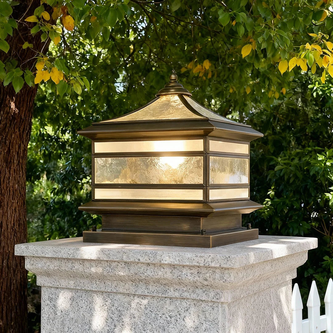 Outdoor Post Light Solar & Hardwired Clear Glass
