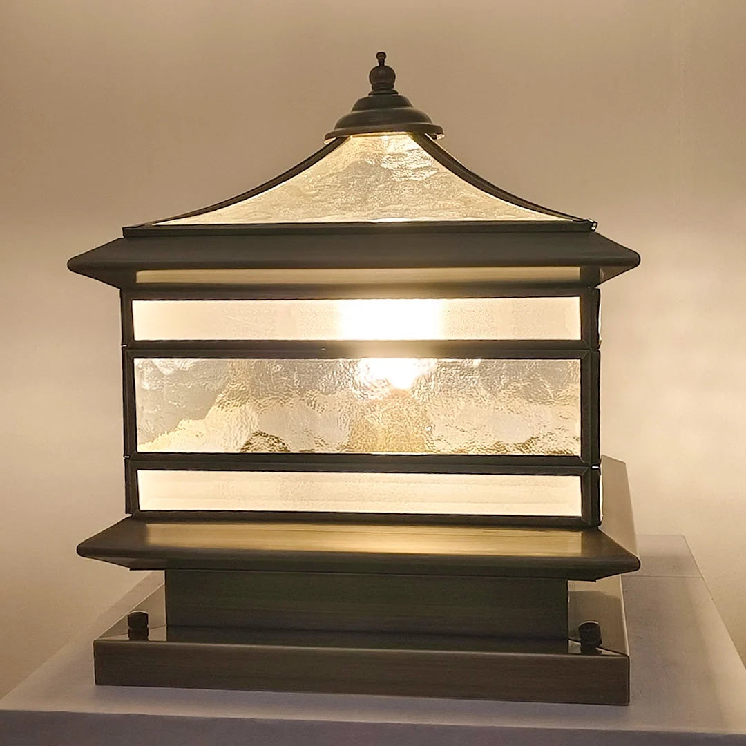 Outdoor Post Light Solar & Hardwired Clear Glass