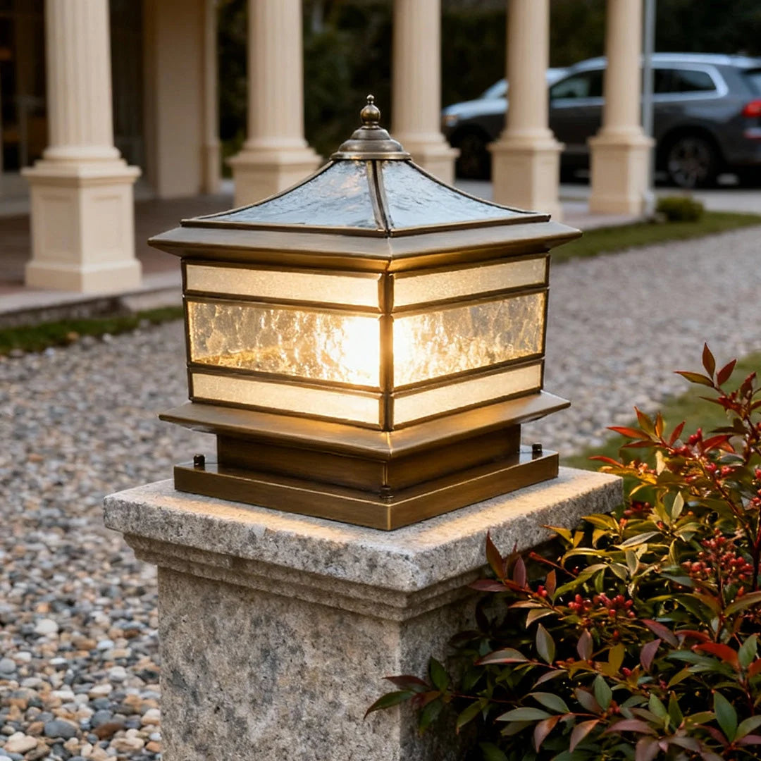 Outdoor Post Light Solar & Hardwired Clear Glass