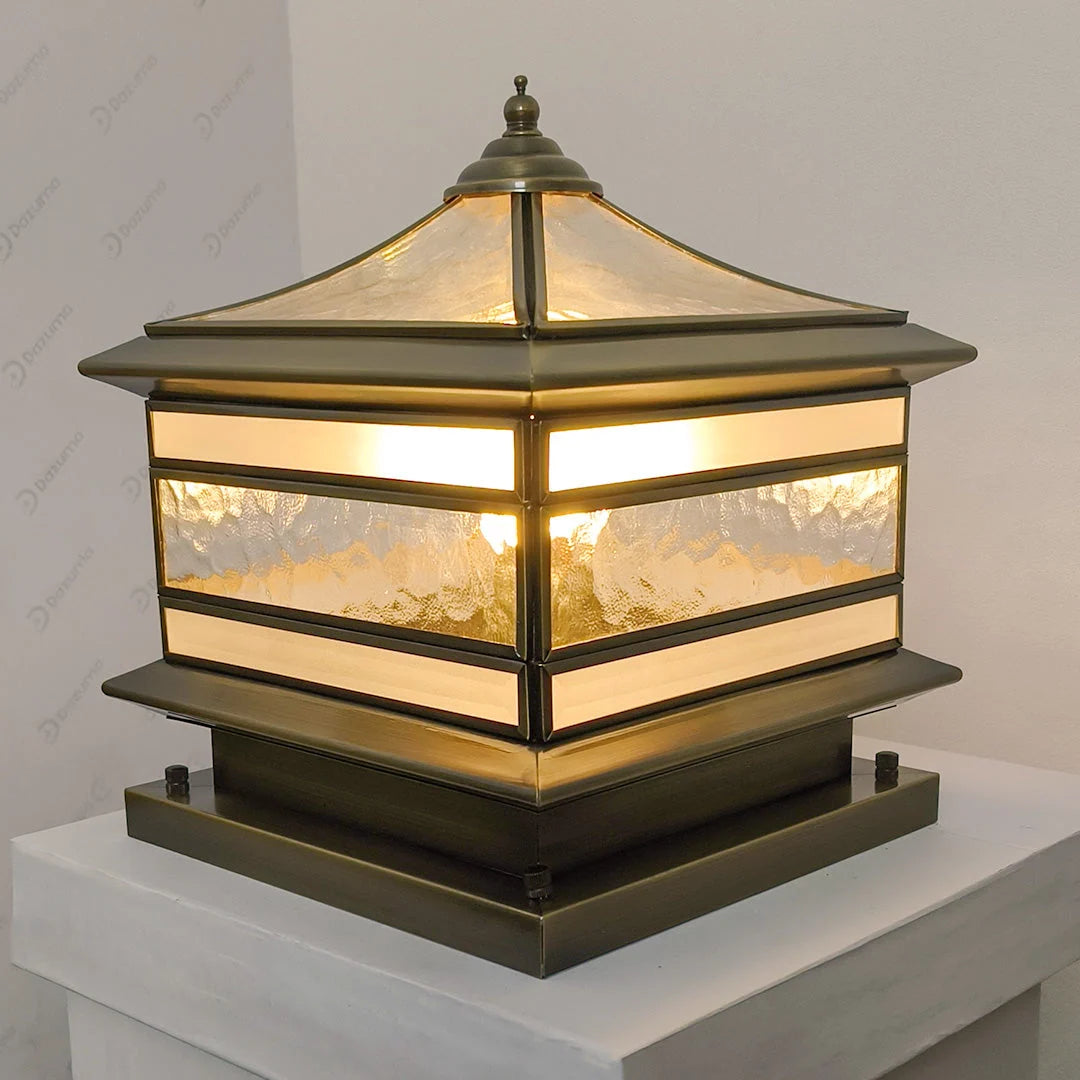 Outdoor Post Light Solar & Hardwired Clear Glass