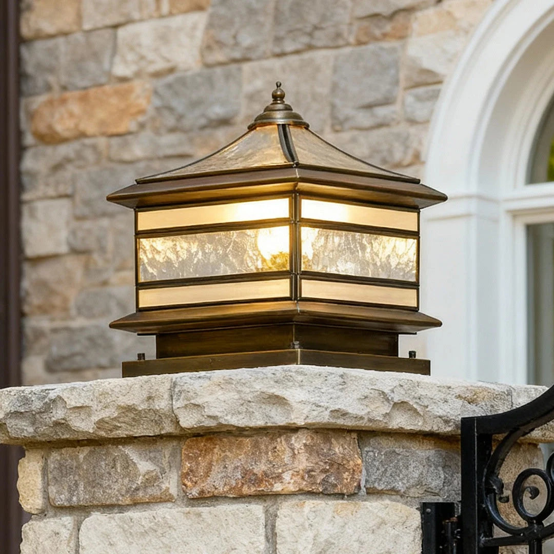 Outdoor Post Light Solar & Hardwired Clear Glass