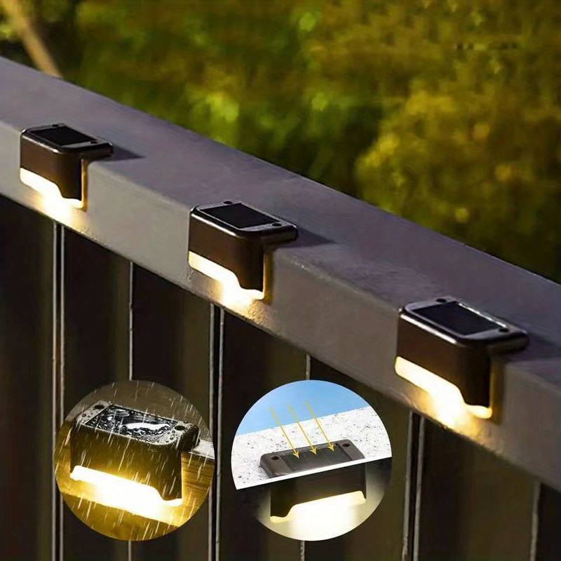 Outdoor Step Lights Solar-Powered Dusk-to-Dawn Weatherproof