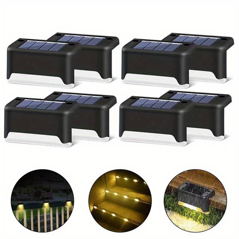Outdoor Step Lights Solar-Powered Dusk-to-Dawn Weatherproof