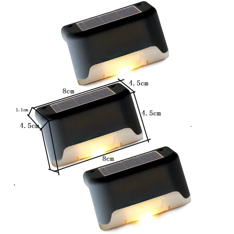 Outdoor Step Lights Solar-Powered Dusk-to-Dawn Weatherproof