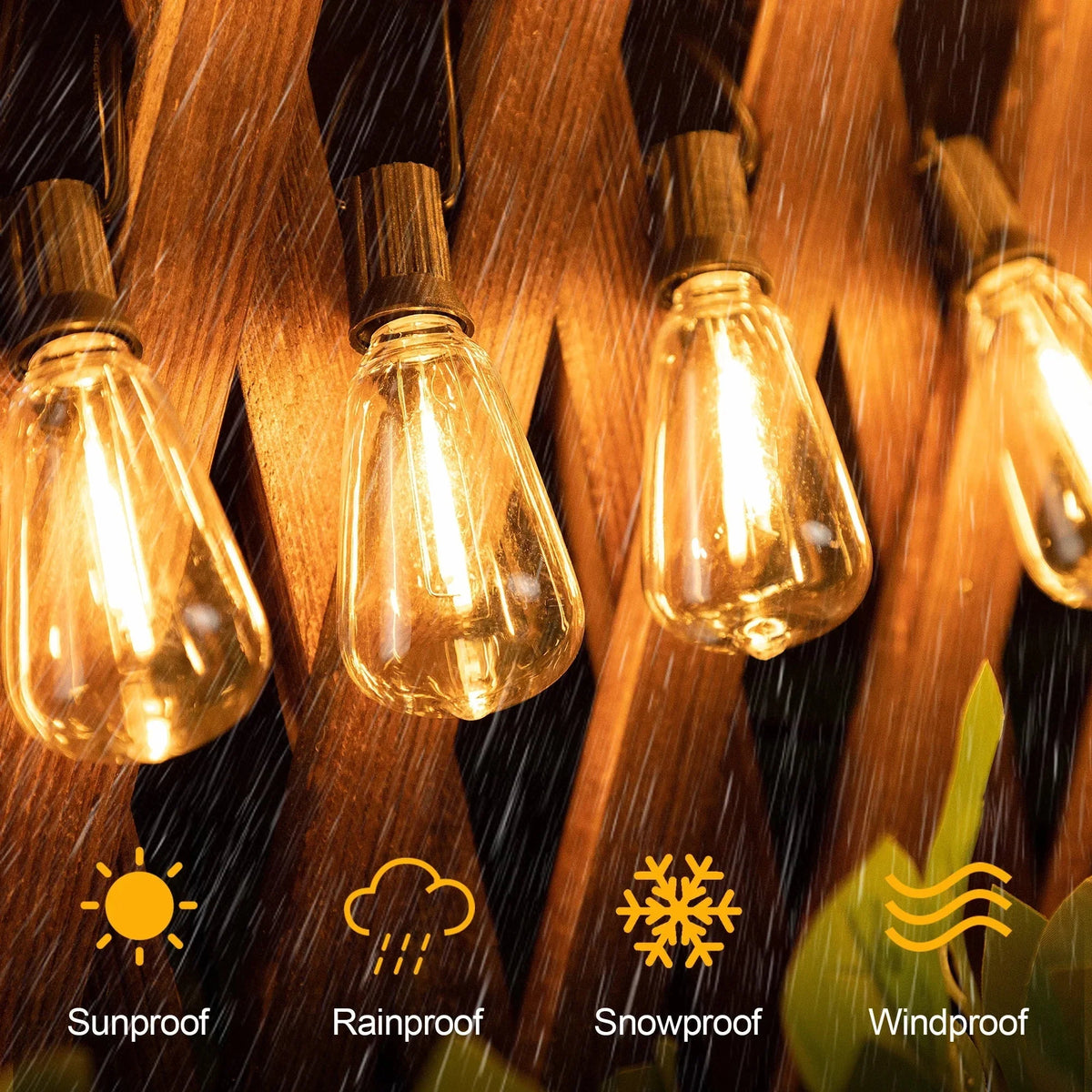 Outdoor String Lights Solar-Powered Weather-Resistant 10 Shatter-Resistant Bulbs