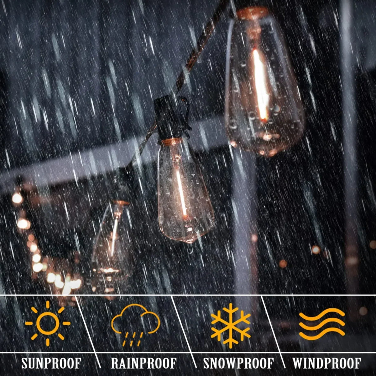 Outdoor String Lights Solar-Powered Weather-Resistant 10 Shatter-Resistant Bulbs