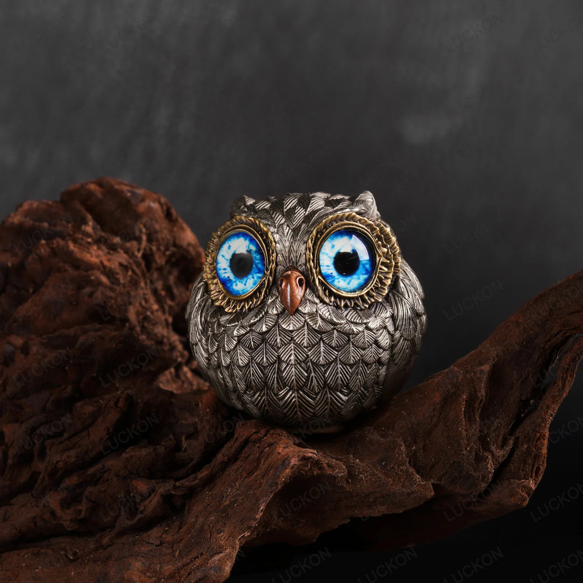 Owl Figurine Bronze Detailed Feather Design