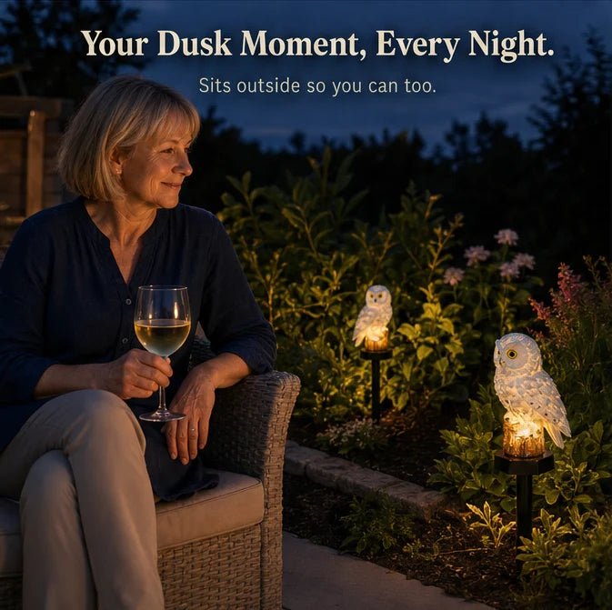 Owl Garden Light Solar Powered Automatic Dusk-To-Dawn Waterproof