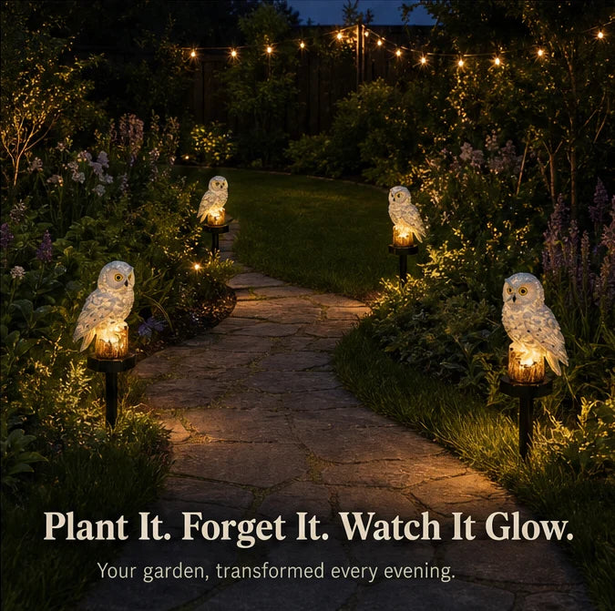 Owl Garden Light Solar Powered Automatic Dusk-To-Dawn Waterproof