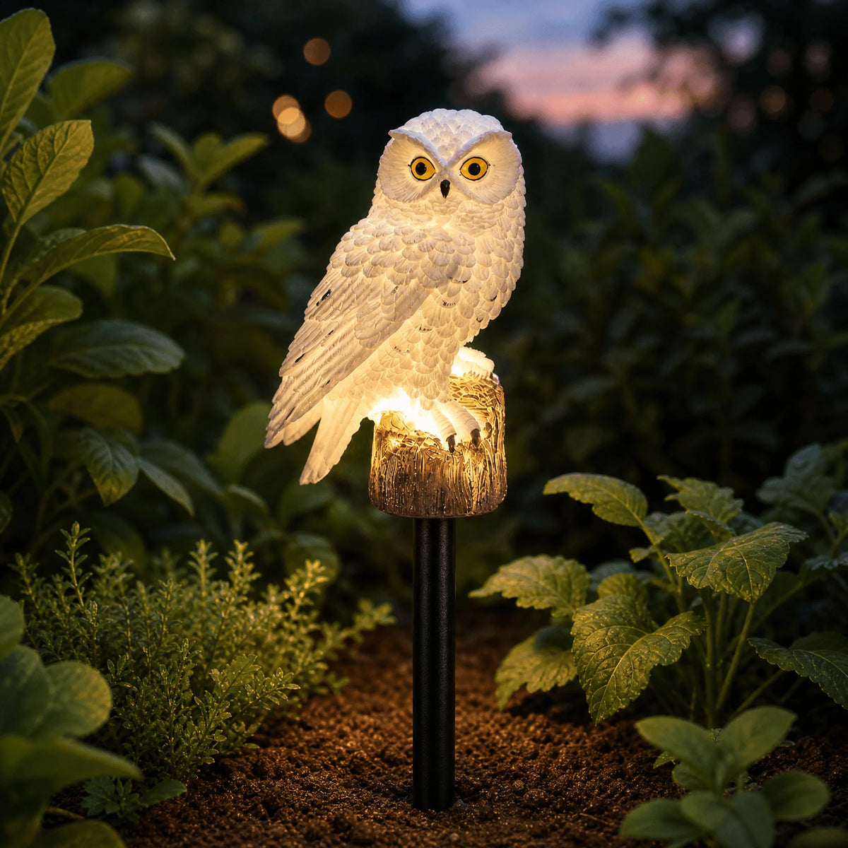 Owl Garden Light Solar Powered Automatic Dusk-To-Dawn Waterproof