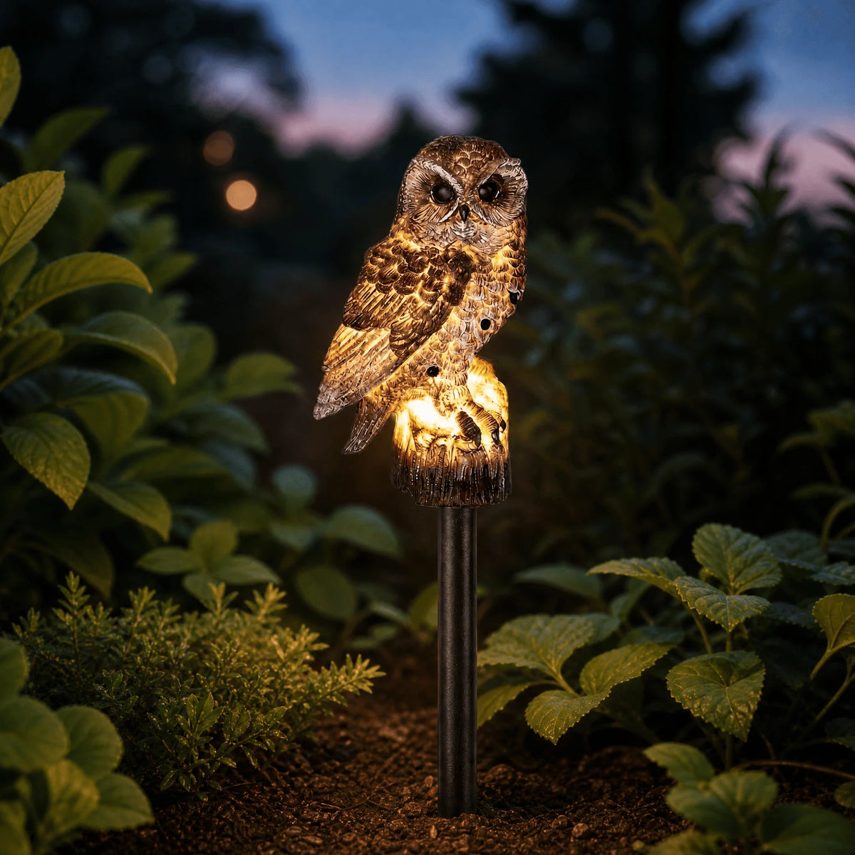 Owl Garden Light Solar Powered Automatic Dusk-To-Dawn Waterproof