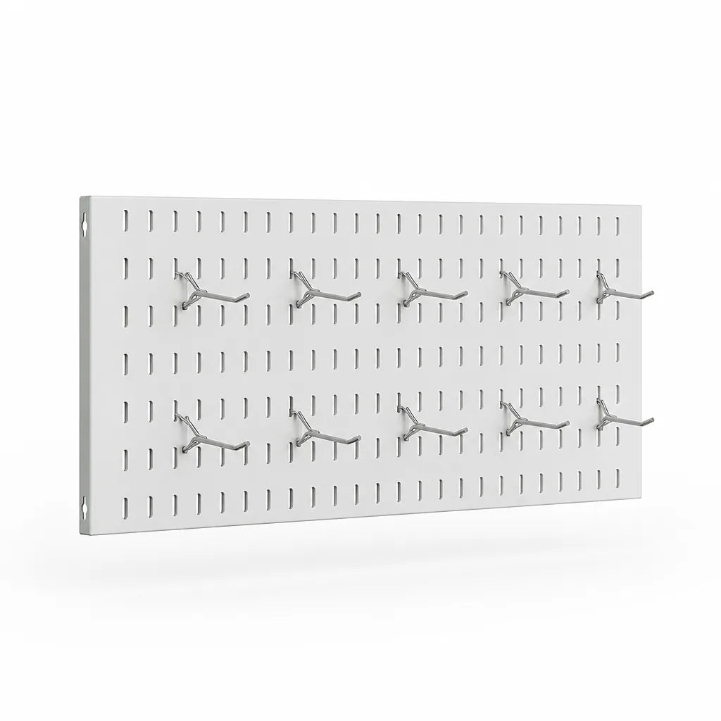 Pegboard Organizer Wall-Mounted Modular Design 10 Metal Hooks