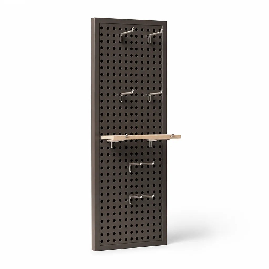 Pegboard Organizer Wall-Mounted Modular Design 10 Metal Hooks