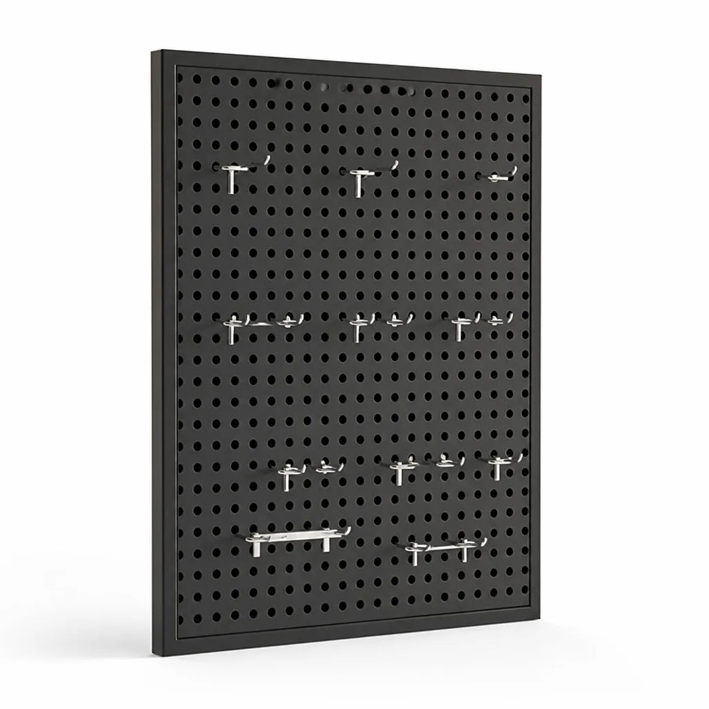 Pegboard Organizer Wall-Mounted Modular Design 10 Metal Hooks