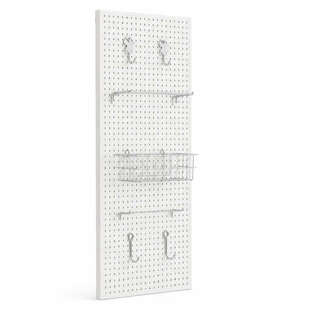 Pegboard Organizer Wall-Mounted Modular Design 10 Metal Hooks