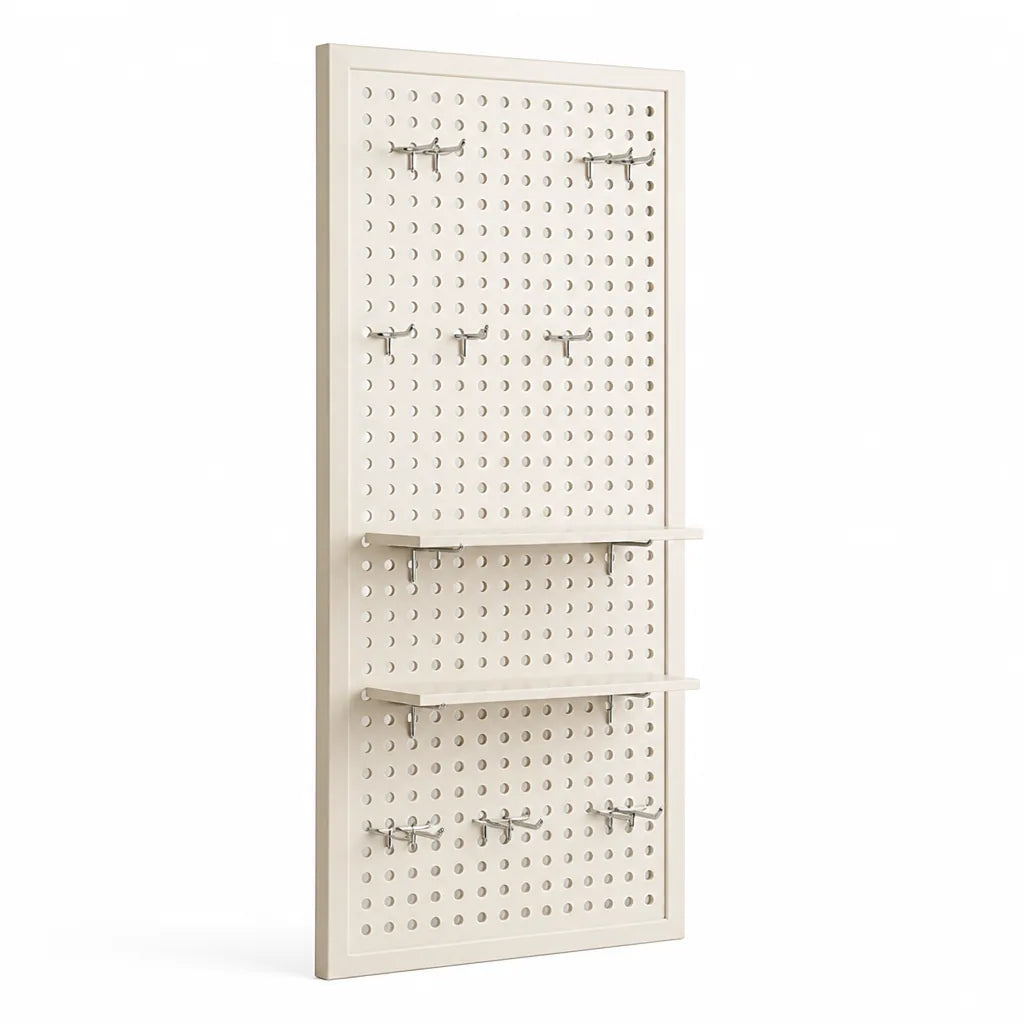 Pegboard Organizer Wall-Mounted Modular Design 10 Metal Hooks