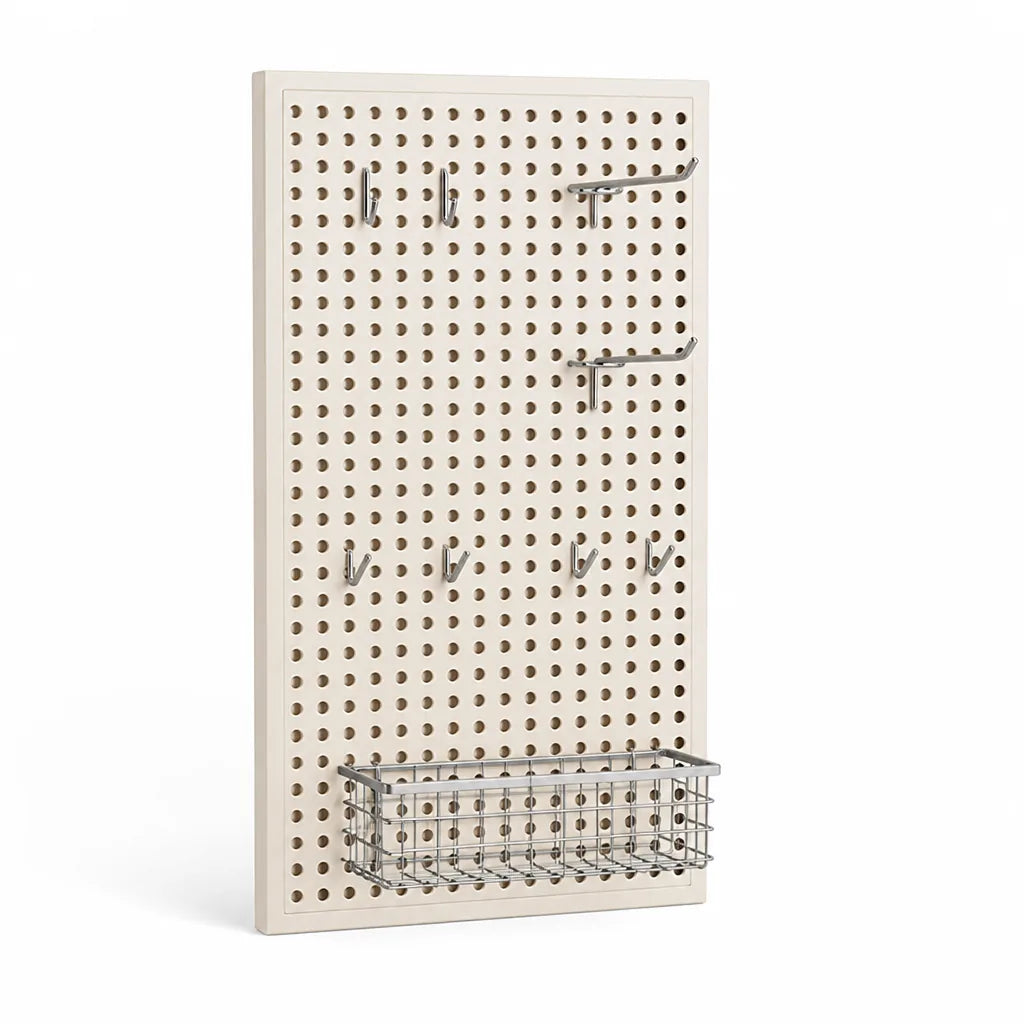 Pegboard Organizer Wall-Mounted Modular Design 10 Metal Hooks