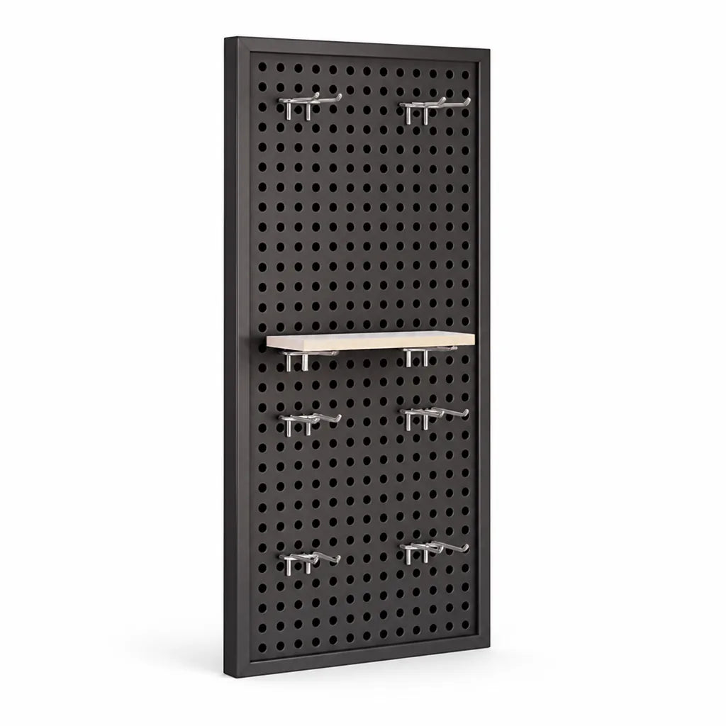 Pegboard Organizer Wall-Mounted Modular Design 10 Metal Hooks