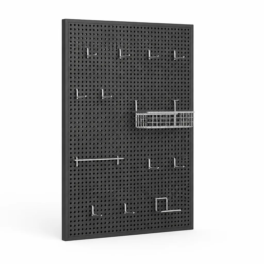 Pegboard Organizer Wall-Mounted Modular Design 10 Metal Hooks