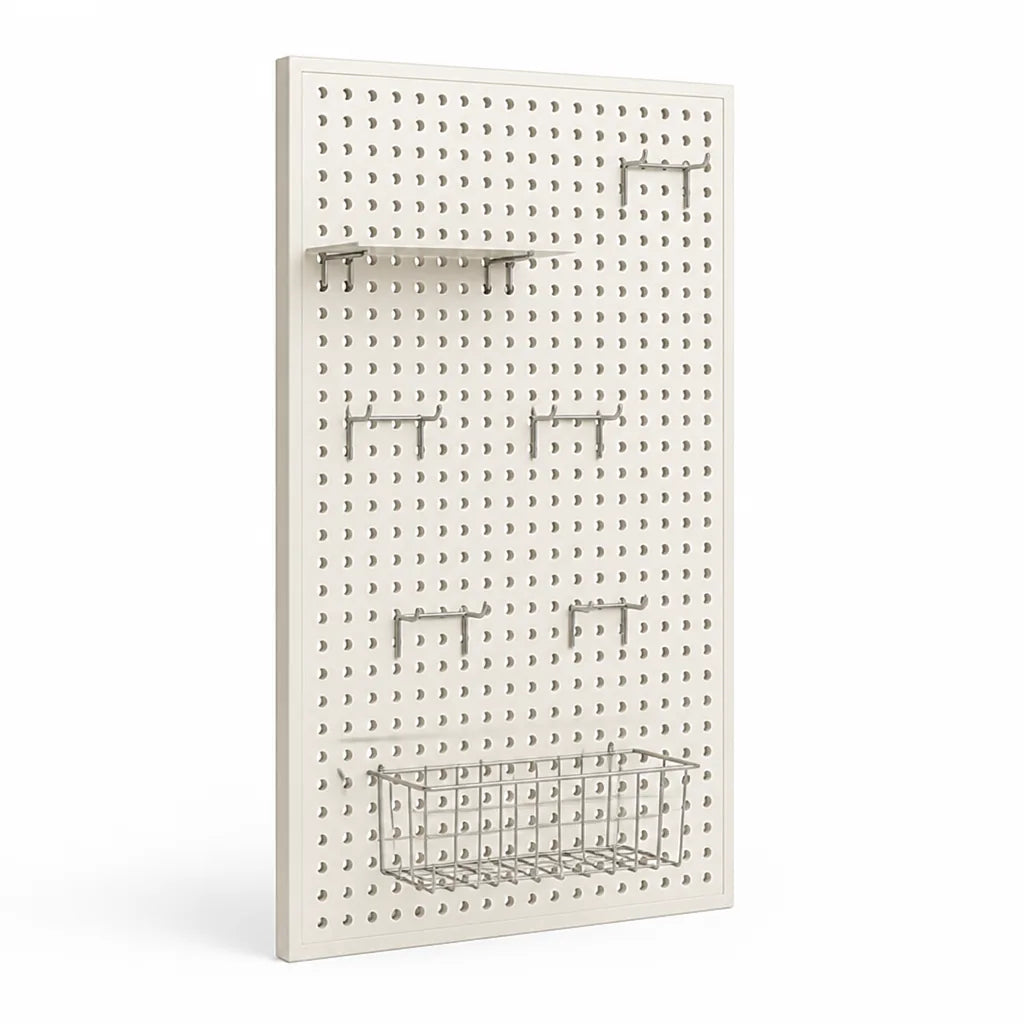 Pegboard Organizer Wall-Mounted Modular Design 10 Metal Hooks
