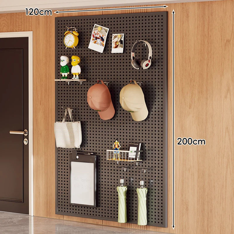 Pegboard Organizer Wall-Mounted Modular Design 10 Metal Hooks